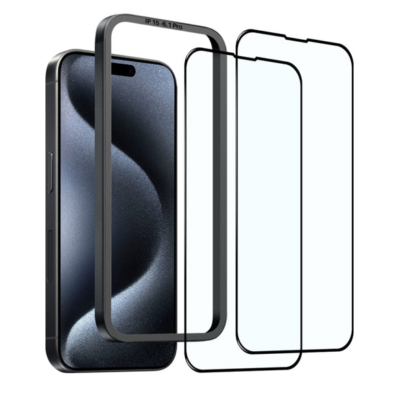 For iPhone 15 Pro NORTHJO 2pcs A++ Tempered Glass Film with Installation Frame