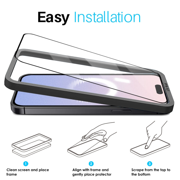 For iPhone 16 Plus NORTHJO 2pcs A++ Tempered Glass Film with Installation Frame