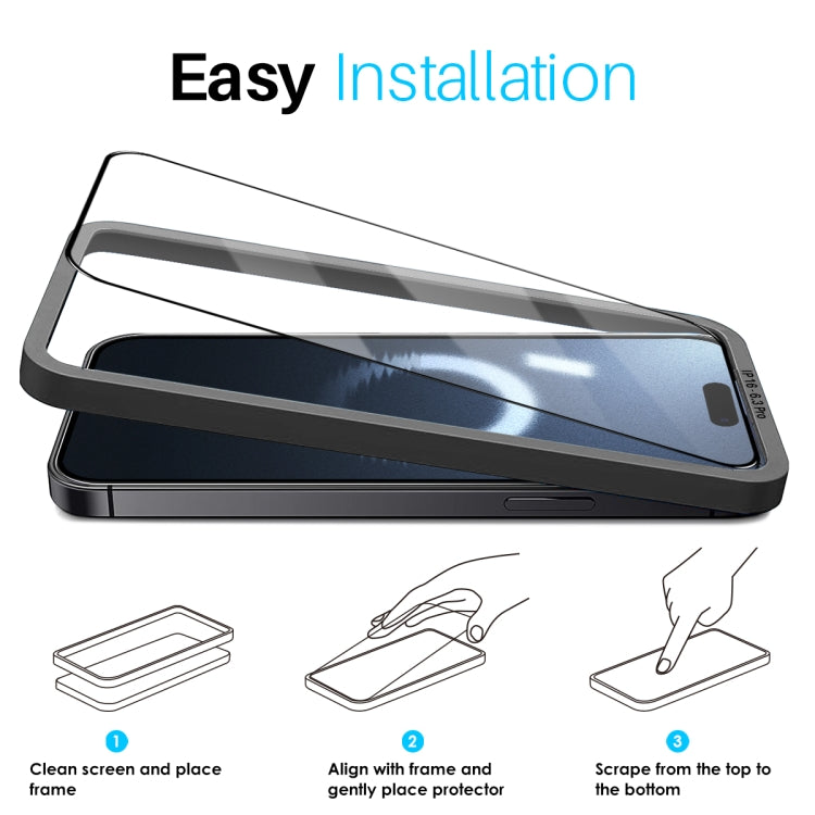 For iPhone 16 Pro Max NORTHJO 2pcs A++ Tempered Glass Film with Installation Frame
