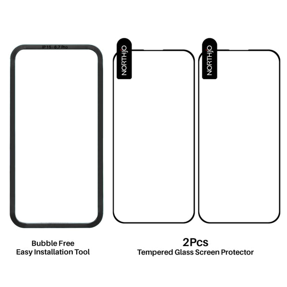 For iPhone 16 Pro Max NORTHJO 2pcs A++ Tempered Glass Film with Installation Frame