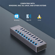 U310 10-in-1 USB 3.0 Extension HUB USB Power Charging Station with Individual Switch
