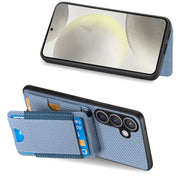 For Samsung Galaxy S24+ 5G Carbon Fiber Vertical Flip Wallet Stand Phone Case(Blue)