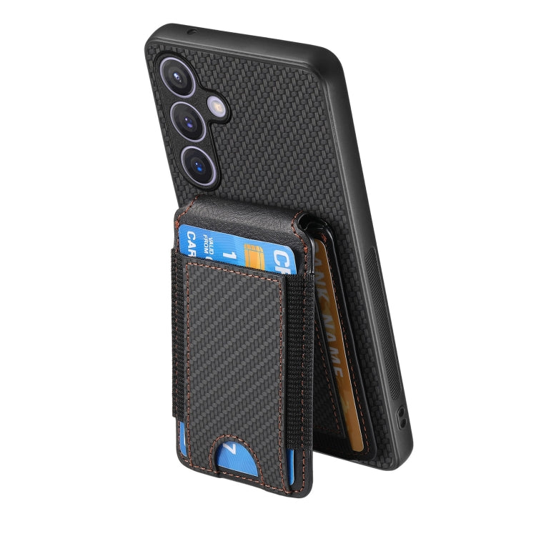 For Samsung Galaxy S24+ 5G Carbon Fiber Vertical Flip Wallet Stand Phone Case(Black)