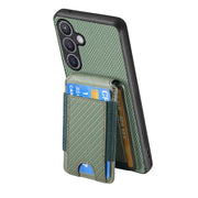 For Samsung Galaxy S24 5G Carbon Fiber Vertical Flip Wallet Stand Phone Case(Green)
