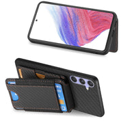 For Samsung Galaxy S25 5G Carbon Fiber Vertical Flip Wallet Stand Phone Case(Black)