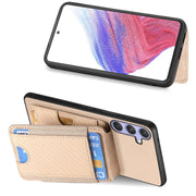 For Samsung Galaxy S25 5G Carbon Fiber Vertical Flip Wallet Stand Phone Case(Khaki)