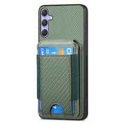 For Samsung Galaxy S25+ 5G Carbon Fiber Vertical Flip Wallet Stand Phone Case(Green)