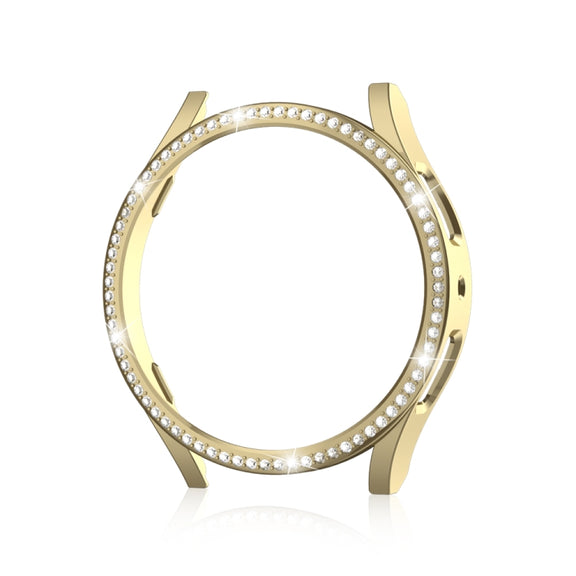 For Samsung Galaxy Watch 7 40mm Single Diamond Hollow PC Watch Protective Case(Gold)