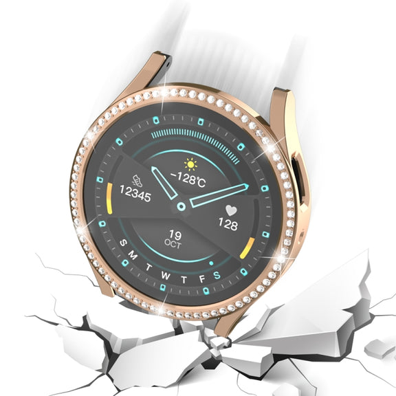 For Samsung Galaxy Watch 7 40mm Single Diamond Hollow PC Watch Protective Case(Gold)