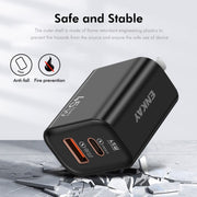 ENKAY FC-001 45W USB-A + USB-C / Type-C Dual Ports Quick Charger, US Plug(White)