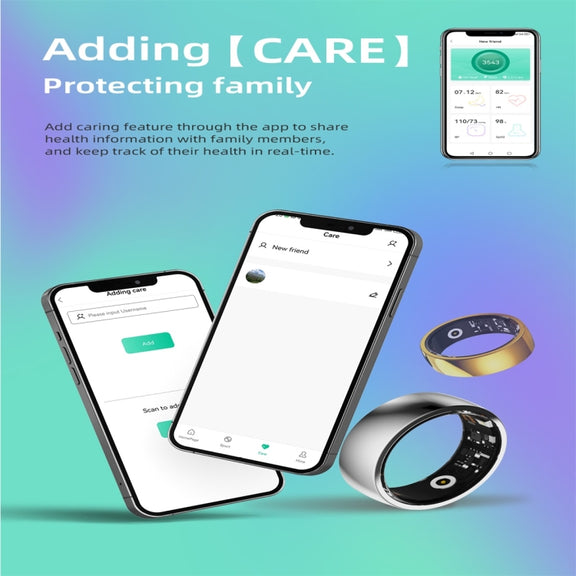 R09M SIZE 20 Smart Ring, Support Wellness Tracking / Care For Families(Black)