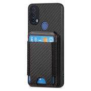 For Motorola Moto E20 / E30 Carbon Fiber Vertical Flip Wallet Stand Phone Case(Black)