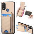 For Motorola Moto E20 / E30 Carbon Fiber Vertical Flip Wallet Stand Phone Case(Khaki) - Motorola Cases by PMC TechLife | Online Shopping South Africa | PMC TechLife | Buy Now Pay Later Mobicred