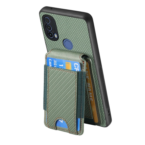 For Motorola Moto E20 / E30 Carbon Fiber Vertical Flip Wallet Stand Phone Case(Green)