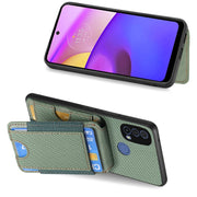 For Motorola Moto E20 / E30 Carbon Fiber Vertical Flip Wallet Stand Phone Case(Green)