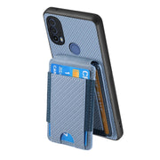For Motorola Moto E40 Carbon Fiber Vertical Flip Wallet Stand Phone Case(Blue)