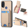For Motorola Moto E40 Carbon Fiber Vertical Flip Wallet Stand Phone Case(Khaki) - Motorola Cases by PMC TechLife | Online Shopping South Africa | PMC TechLife | Buy Now Pay Later Mobicred