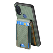 For Motorola Moto E40 Carbon Fiber Vertical Flip Wallet Stand Phone Case(Green)