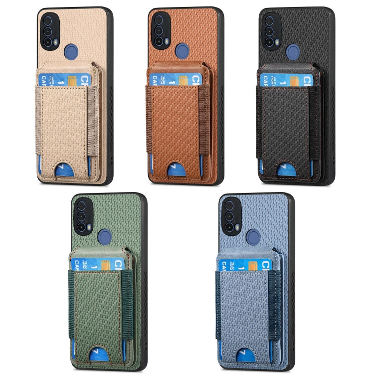 For Motorola Moto E40 Carbon Fiber Vertical Flip Wallet Stand Phone Case(Green)