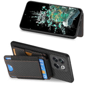 For OnePlus 12 5G Carbon Fiber Vertical Flip Wallet Stand Phone Case(Black)