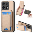 For OnePlus 12 5G Carbon Fiber Vertical Flip Wallet Stand Phone Case(Khaki) - OnePlus Cases by PMC TechLife | Online Shopping South Africa | PMC TechLife | Buy Now Pay Later Mobicred