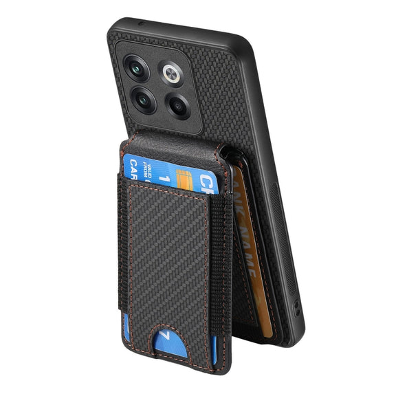 For OnePlus Nord CE3 Carbon Fiber Vertical Flip Wallet Stand Phone Case(Black)
