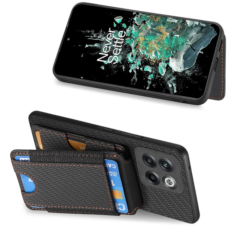 For OnePlus Nord CE3 Carbon Fiber Vertical Flip Wallet Stand Phone Case(Black)