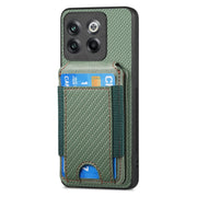 For OnePlus Nord CE3 Carbon Fiber Vertical Flip Wallet Stand Phone Case(Green)
