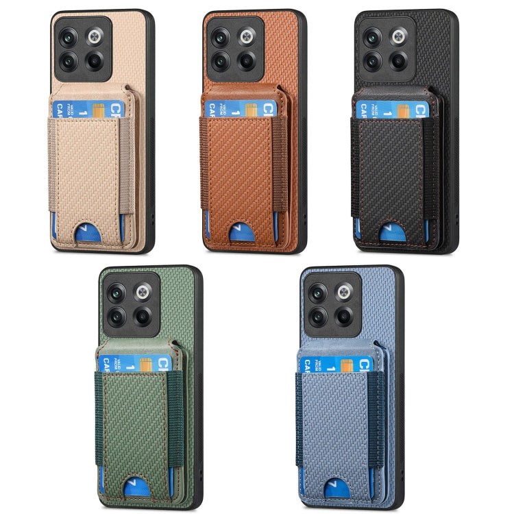For OnePlus Nord CE3 Carbon Fiber Vertical Flip Wallet Stand Phone Case(Green)