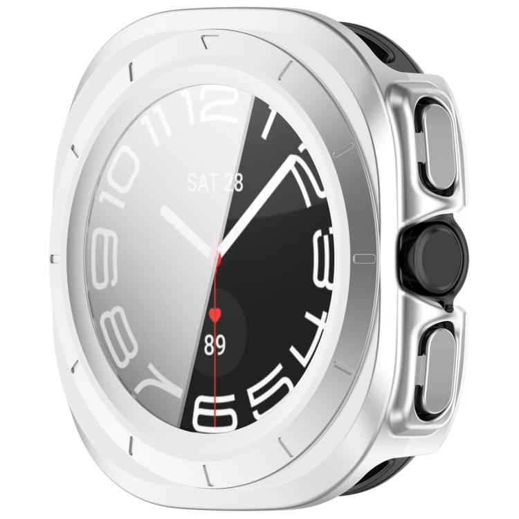 For Samsung Galaxy Watch Ultra 47mm Tempered Film Integrated Water-resistant PC Watch Protective Case(Silver)