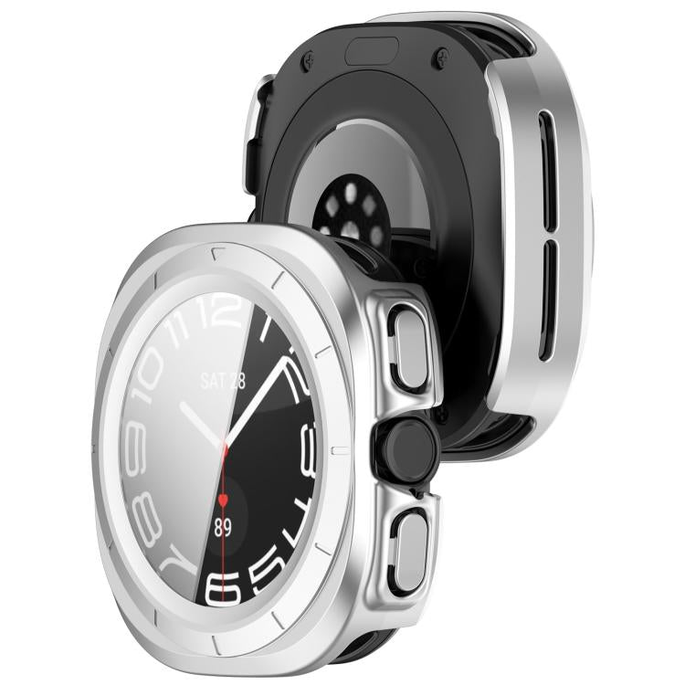 For Samsung Galaxy Watch Ultra 47mm Tempered Film Integrated Water-resistant PC Watch Protective Case(Silver)