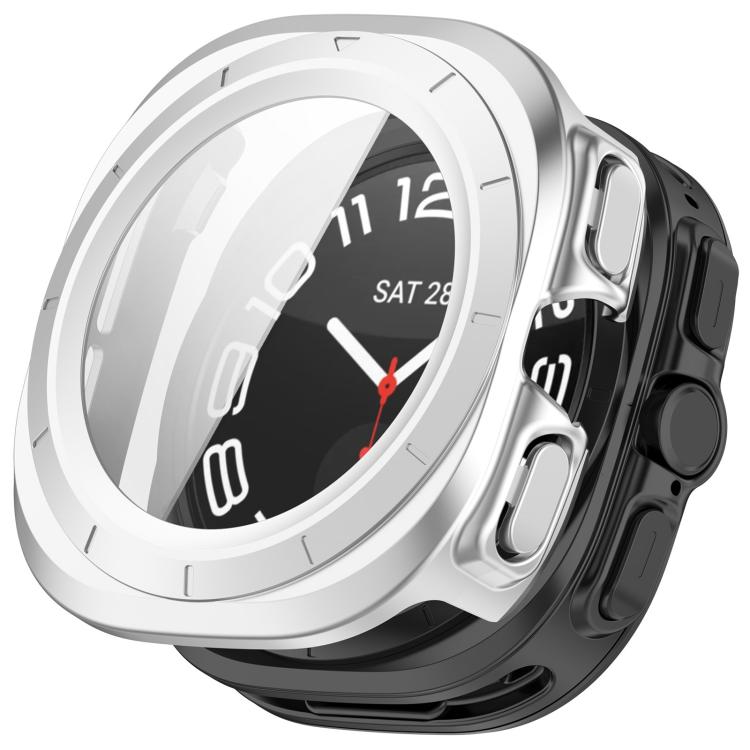 For Samsung Galaxy Watch Ultra 47mm Tempered Film Integrated Water-resistant PC Watch Protective Case(Silver)
