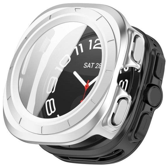 For Samsung Galaxy Watch Ultra 47mm Tempered Film Integrated Water-resistant PC Watch Protective Case(Silver)