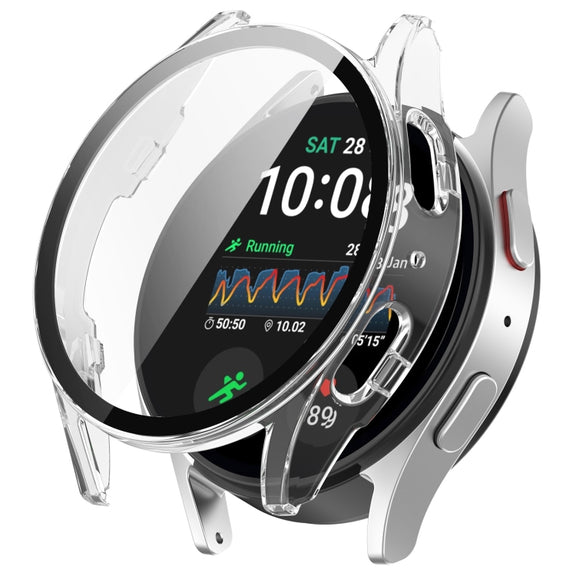 For Samsung Galaxy Watch 7 44mm PC+Tempered Film Integrated Water-resistant Watch Protective Case(Transparent)