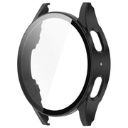For Samsung Galaxy Watch 7 44mm PC+Tempered Film Integrated Water-resistant Watch Protective Case(Black)