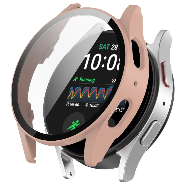 For Samsung Galaxy Watch 7 44mm Tempered Film Integrated Water-resistant PC Watch Protective Cover(Pink)