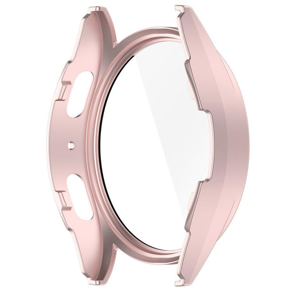 For Samsung Galaxy Watch 7 44mm PC+Tempered Film Integrated Water-resistant Watch Protective Case(Rose Gold)
