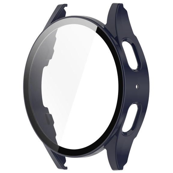 For Samsung Galaxy Watch 7 44mm PC+Tempered Film Integrated Water-resistant Watch Protective Case(Dark Blue)