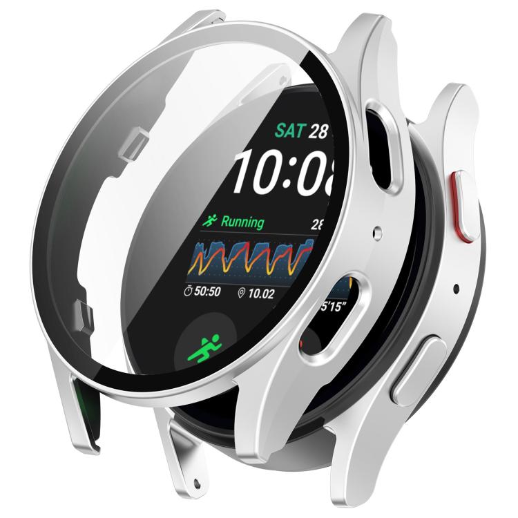 For Samsung Galaxy Watch 7 40mm Tempered Film Integrated Water-resistant PC Watch Protective Cover(Silver)