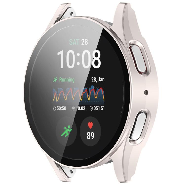 For Samsung Galaxy Watch 7 40mm PC+Tempered Film Integrated Water-resistant Watch Protective Case(Starlight)