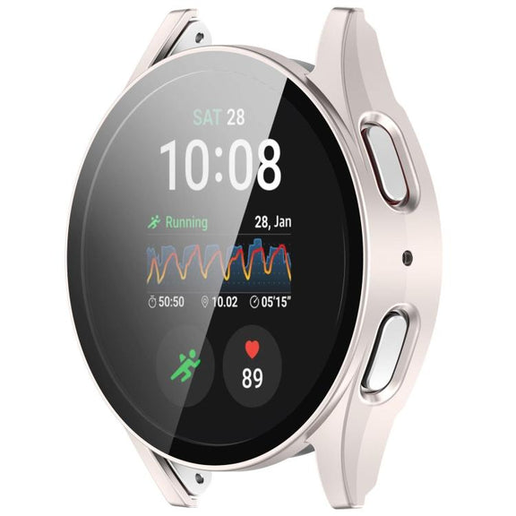 For Samsung Galaxy Watch 7 40mm PC+Tempered Film Integrated Water-resistant Watch Protective Case(Starlight)