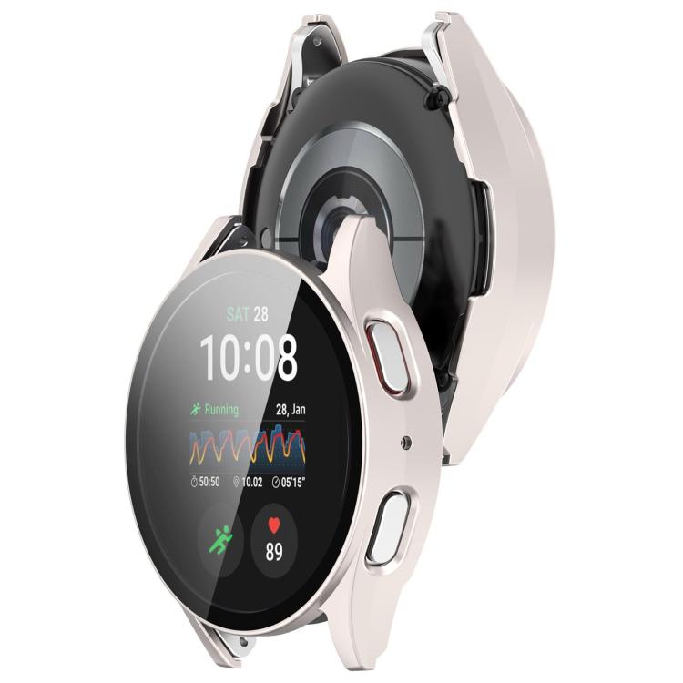 For Samsung Galaxy Watch 7 40mm PC+Tempered Film Integrated Water-resistant Watch Protective Case(Starlight)