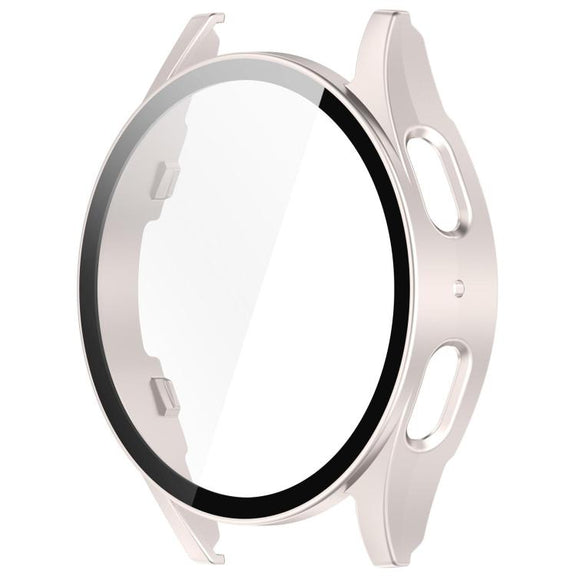 For Samsung Galaxy Watch 7 40mm PC+Tempered Film Integrated Water-resistant Watch Protective Case(Starlight)