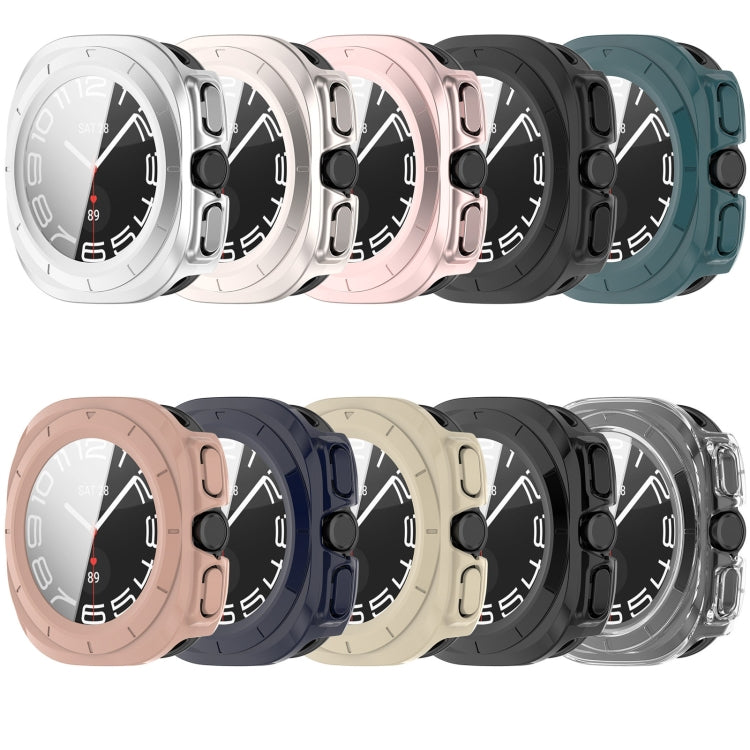 For Samsung Galaxy Watch 7 44mm Tempered Film Integrated Water-resistant PC Watch Protective Cover(Ivory)