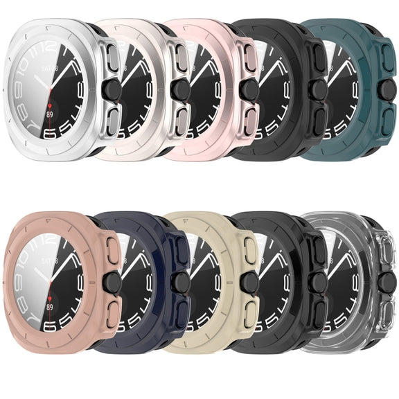 For Samsung Galaxy Watch 7 44mm Tempered Film Integrated Water-resistant PC Watch Protective Cover(Ivory)