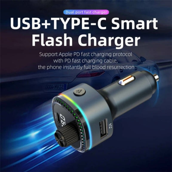 C58 Car MP3 Music Player Type-C + USB Car Charger Bluetooth Adapter FM Transmitter