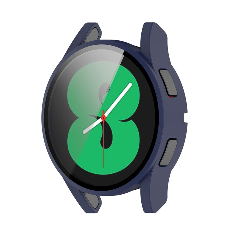 For Samsung Galaxy Watch FE 40mm PC + Tempered Glass Film Integrated Watch Protective Case(Midnight Blue)