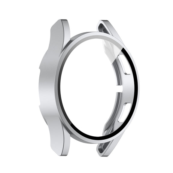 For Samsung Galaxy Watch FE 40mm PC + Tempered Glass Film Integrated Watch Protective Case(Silver)