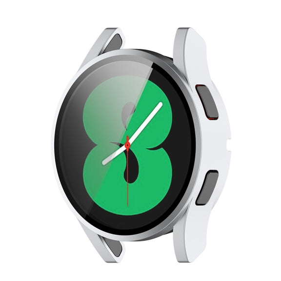 For Samsung Galaxy Watch FE 40mm PC + Tempered Glass Film Integrated Watch Protective Case(Silver)