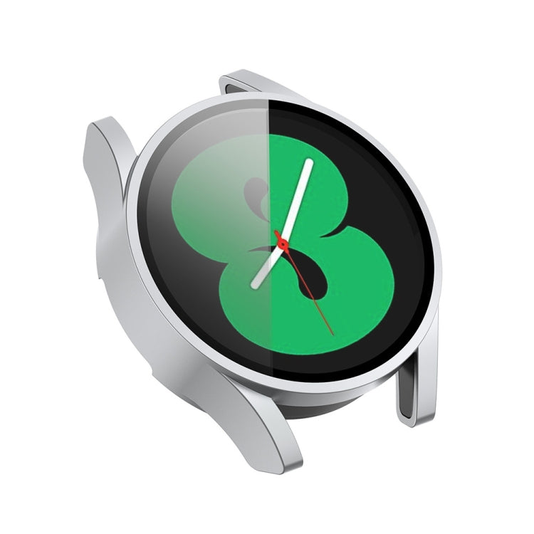 For Samsung Galaxy Watch FE 40mm PC + Tempered Glass Film Integrated Watch Protective Case(Silver)